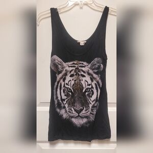 Zenana Outfitters Black Tank with Large Tiger Face Graphic